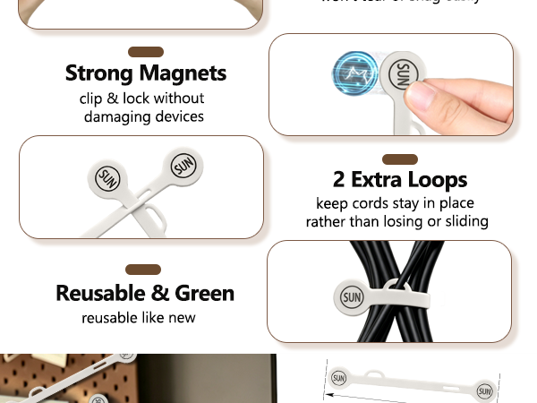MAGNETIC CABLE CLIPS ORGANIZERS