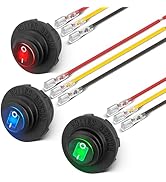 Anina Round Rocker Switch 12V 20A with LED Light Rocker Toggle On/Off SPST Switch 3-Pin for for M...
