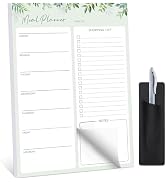 Meal Planner for fridge with Pen Holder, 60 Sheets 7x10'' Magnetic Meal Planner and Grocery List ...