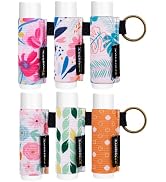 LUCKINEE 6PCS Lip Balm Holder Keychain - Elastic Holder for Chapstick, Lipstick, Lip Gloss