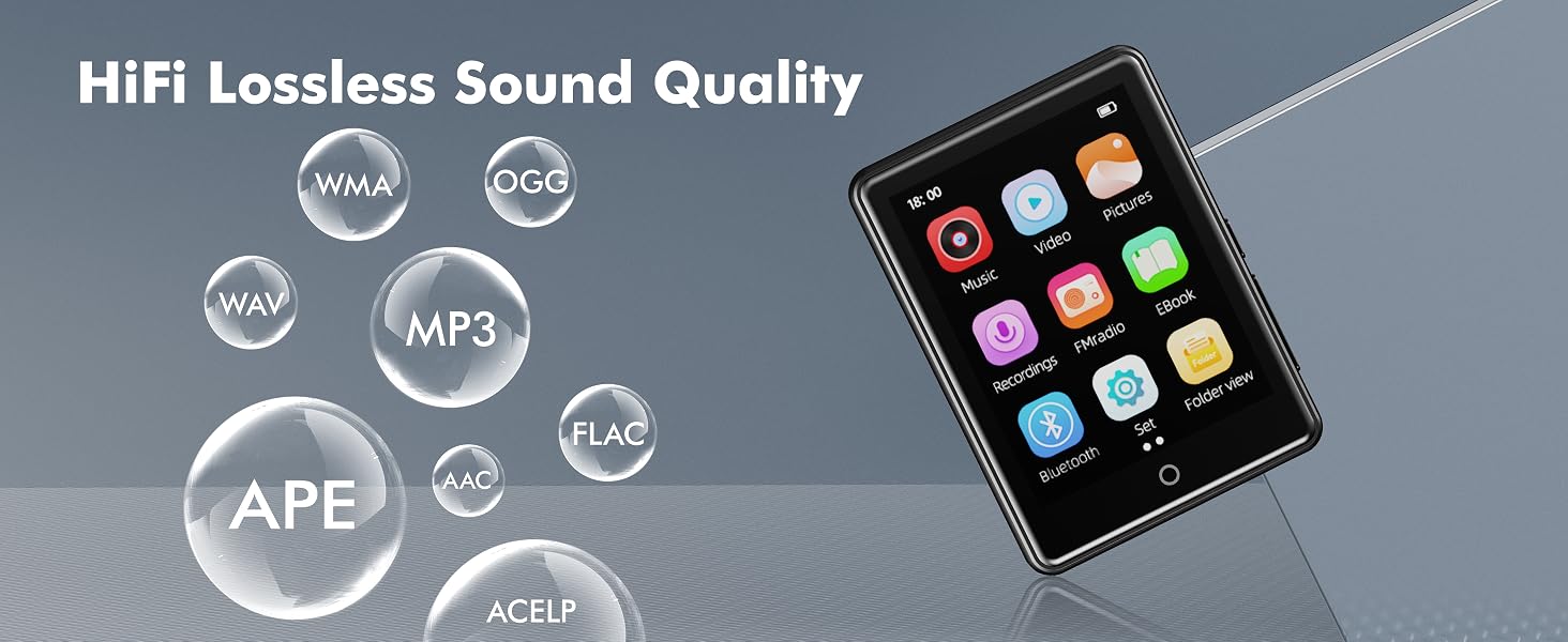 64GB MP3 Player with Bluetooth 5.3,Portable MP3 Player with Speaker