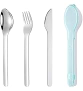 DZRZVD Camp Flatware Sets - Stainless Steel Spoon Fork Knife & Flip Hard Plastic Case - Ultraligh...