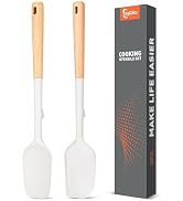 Large Silicone Rubber Spatula Scrapers 14" with Long Wood Handle, Heat Resistant, Essential Bakin...