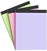 AILZFEI Colored Legal Pads 8.5 x 11 Note Pads 8.5 x 11 inch, Wide Ruled Clear Print Writing Pads ...