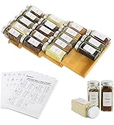 KitHero Spice Drawer Organizer with 18 Spice Jars,216 Labels,50 Non-slip Rubber, Bamboo 4 Tier Se...
