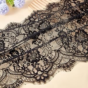 black lace fabric display
