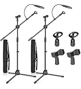 OUKMIC Microphone Stand, Tripod Boom Mic Mike Stand with Pop Filter Mic Clip Carrying Bag for Str...