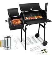 Barrel Charcoal Grill with offset Smoker(420.SQ.IN), Joyfair Large Outdoor BBQ Grills with Chimne...