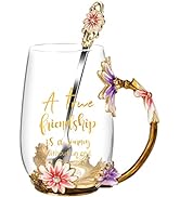 OEAGO Modern Enamel Glass Mug with 3D Flower Design, 300ml Capacity, Purple Pink Color, Perfect f...