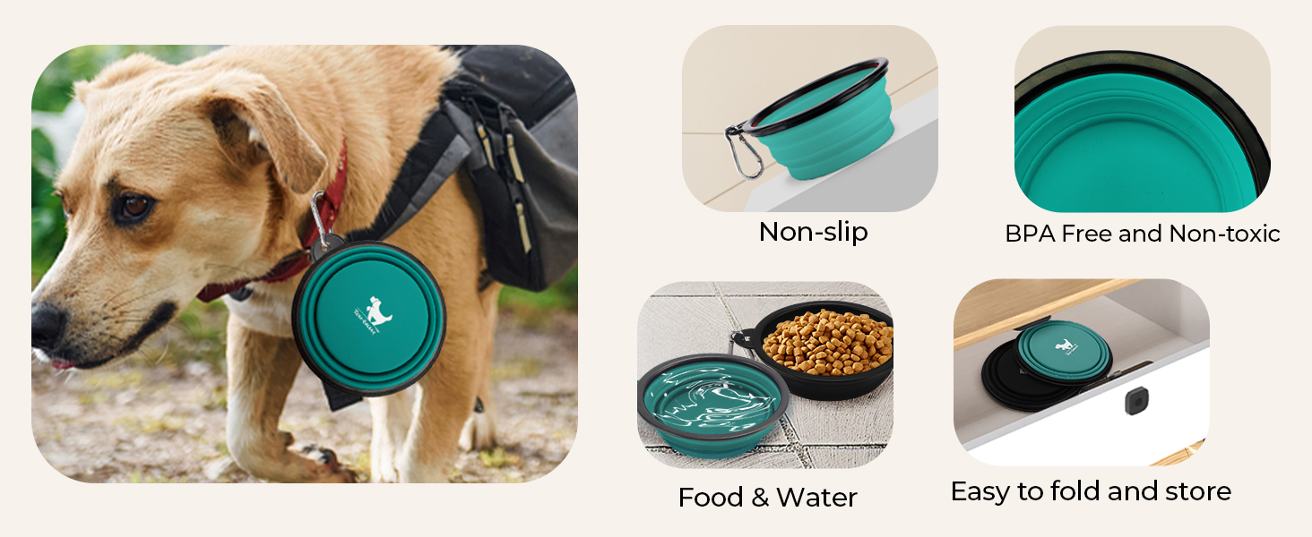 anti slip non skid bottom dog food bowl water dish feeding drinking dual purpose silicone
