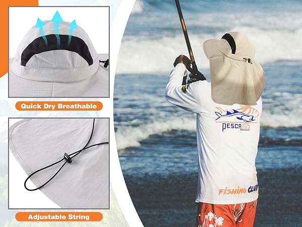 fishing hat with neck flap