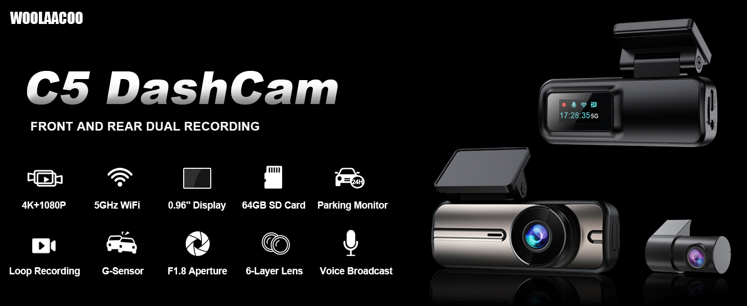 C5 DashCam FRONT AND REAR DUAL RECORDING