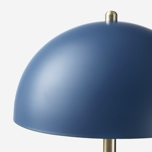 Luna Matte Blue and Matte Gold Desk Lamp Mushroom Shade Close-Up