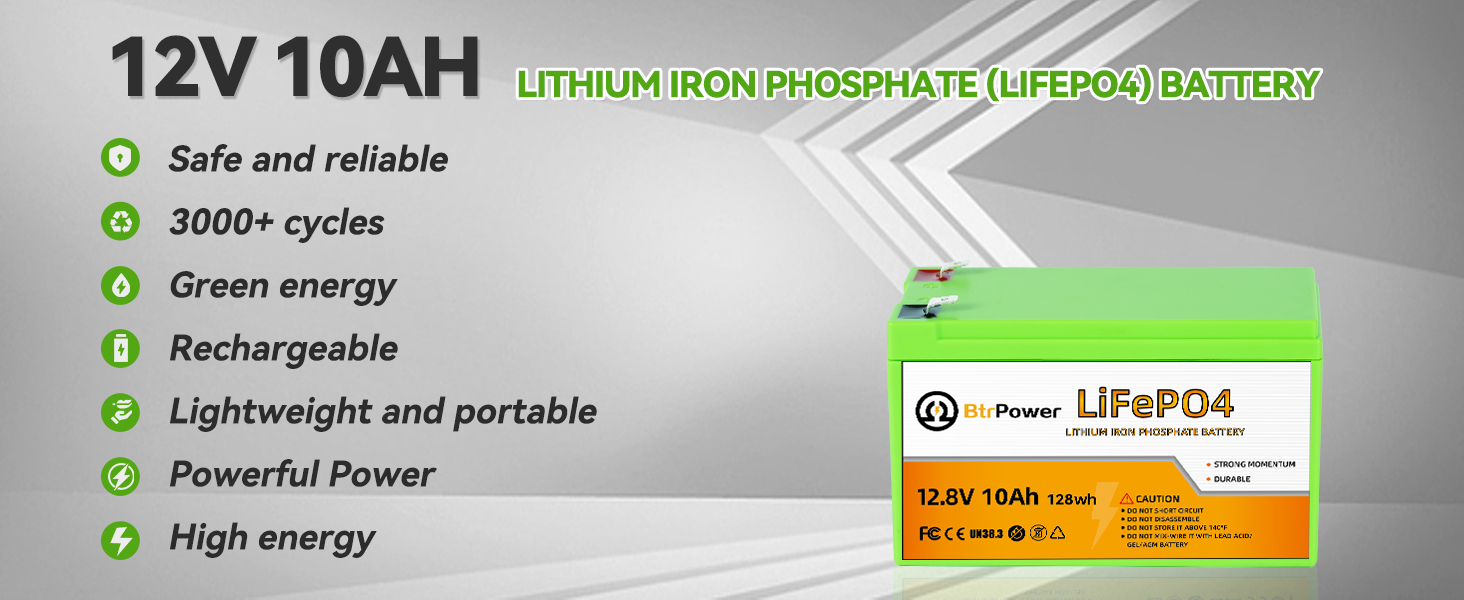 12V 10Ah Lithium Iron Phosphate Battery