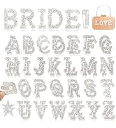 Rhinestone Self-Adhesive Letter Patches for Clothing: Kingsow 56pcs Silver Rhinestone Bling Lette...