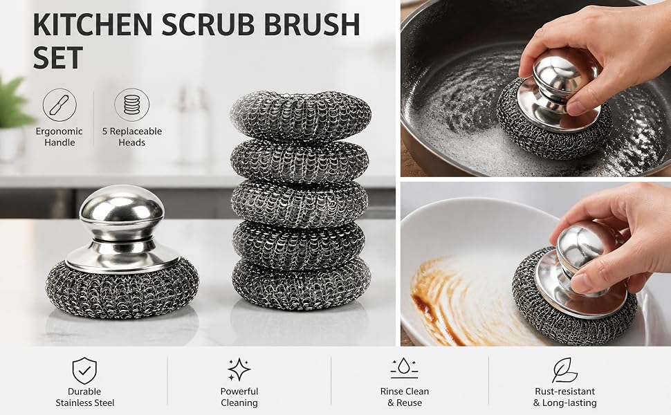Ideal for Cleaning Cast Iron, Pots, Pans, Grills, Stoves, Sink, Kitchen Household