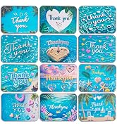 12 Pack Thank You Image Pattern Empty Rectangular Metal Storage Organizer Tins Gift Boxes with Hi...