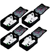 Travel Shoe Bags, Foldable Waterproof Shoe Pouches Organizer-Double Layer (4 Black Shoe Bags)