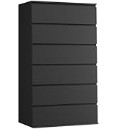 FOTOSOK 7 Drawer Dresser, Black Dresser Tall Dresser, 23.6W x 15.7D x 46.7H in Black Chest of Dra...