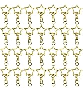 60Pcs Star Shaped Gold Spring Snap Keychain Clip,Metal Swivel Clasp Snap Hook Key Ring with Chain...
