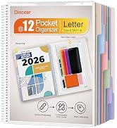 Dinceer 12 Pocket Spiral Project Organizer Folder, Morandi Color Multi Pocket Folder with Inner Z...