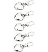 5Pcs Silver Heart Shape Zipper Pull Pieces Detachable Cute Creative Zippers Replacement Repair Ki...