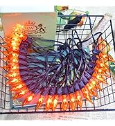 27.8Ft Fall Decor Flickering Flame String Lights Orange Halloween Lights with 25+2 Pack C7 Orange...