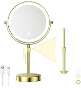 Nicesail 8” Rechargeable LED Magnifying Makeup Mirror with 3 Color Lights and 10X Magnification, ...