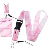 Cute Aesthetic Lanyard with ID Badge Holder for Women Girl Teacher Breakaway Marble Keychain Lany...