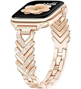 MOFREE Rose Gold Metal Apple Watch Band for Women 38mm 40mm 41mm 42mm | Fashion Dressy Bracelet W...