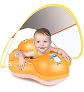 Baby Pool Float No Flip Over, Inflatable Baby Float with Sun Protection Canopy, Baby Swimming Flo...