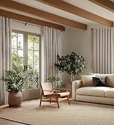 THAIGEE Faux Linen Blackout Curtains for Bedroom 84 Inches Long, Thermal Insulated Light Blocking...