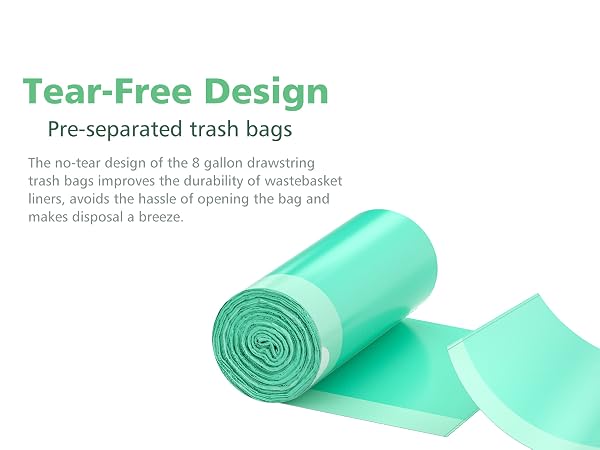 tear free trash bags 8 gal