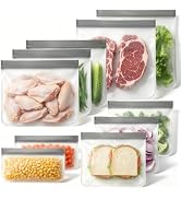 EEKEDO 10 Pack Reusable Freezer Bags, Extra Thick Leakproof Food Storage Bags BPA-Free Silicone S...