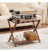 oakvivo Fully Assembled Luggage Rack, Walnut Luggage Rack for Guest Room, Bamboo Folding Suitcase...