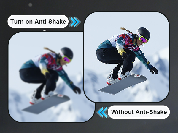 the camera is equipped with an anti-shake gyroscope.
