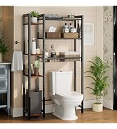 NEHAJUNXI Over The Toilet Storage with Side Rack, 7-Tier Bathroom Organizer with Adjustable Shelf...