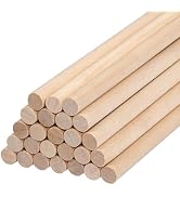 Wood Dowel Rods Wooden Dowels for Crafts 3/8 x 15 Inch, 25 PCS Wooden Sticks for Crafts, Macrame ...