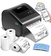 Omezizy Bluetooth Shipping Label Printer with 3 Roll Labels, D450BT Thermal Label Printer 4x6 for...