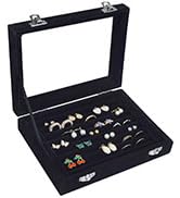 Vicoter Rings Organizer Tray 7 Slots Velvet Jewelry Earring Storage Box with Transparent lid Jewe...