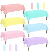 mwellewm 6 Packs Pastel Table Cloths for Parties Plastic 54x72 Inch Rainbow Pastel Tablecloth Dis...