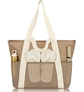Fammart Mesh Beach Bag, Large Beach Tote with Zipper Pocket, Toys Pool Bag for Family Travel Vaca...