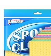 ECLINSO 10 Pack Reusable Cellulose Sponge Cloths, Super Absorbent Washable Kitchen Cleaning Cloth...