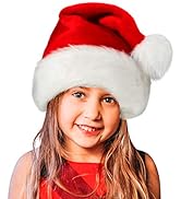 Santa Hat,Xmas Holiday Hat for Kids,Unisex Velvet Comfort Christmas Hats Extra Thicken Classic Fu...