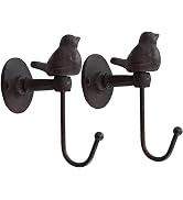 YukaBa 520013 Songbird Wall Hook, Brownish Black (Brownish Black-2Pack Bird)