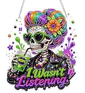 Eiflow Acrylic Diamond Art Hanging Kit for Adults DIY Skeleton Lady Diamonds Painting Door Hanger...