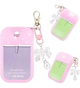 QIOFEARTH Silicone Case Compatible with Touchland Hand Sanitizer Spray Mist 1 oz with Bow Keychain