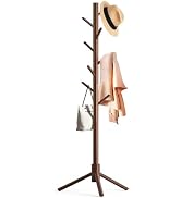 Coat Rack Freestanding, Coat Rack Stand with 8 Hooks & 3 Adjustable Heights, Wooden Coat Tree for...