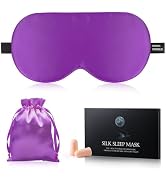 Silk Sleep Mask Eye Cover, 100% Mulberry Silk Women Men Eye Mask for Sleeping Blackout with Adjus...