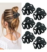 2.8 Inch Medium Octopus Hair Clips for Women, Black Matte Hair Claw Clips for Thin Fine Hair, Str...